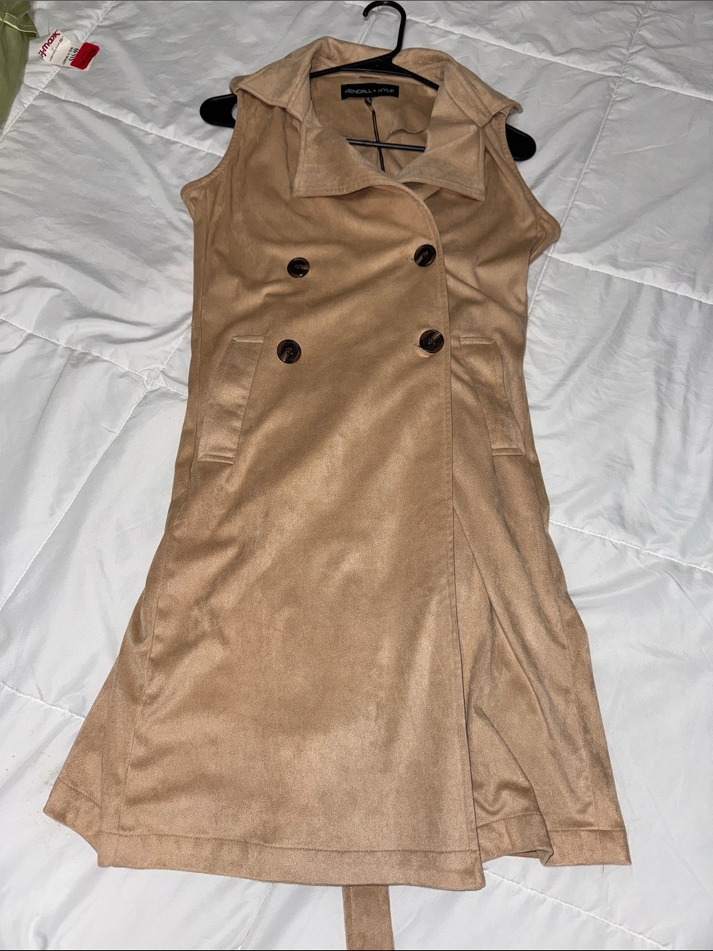 Kendall & Kylie Camel Tan Sleeveless Trench Vest
